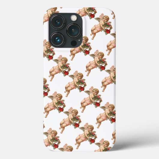 Oud Kerstmis, Victoriaanse engel met bloemenkrans Case-Mate iPhone Case (Achterkant)