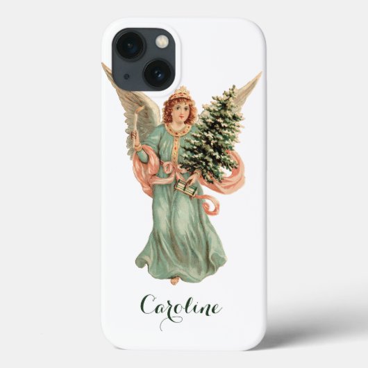Oud Kerstmis, Victoriaanse engel met boom Case-Mate iPhone Case (Achterkant)