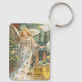 Oud Kerstmis, Victoriaanse engel met boom Sleutelhanger (Achterkant)