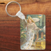 Oud Kerstmis, Victoriaanse engel met boom Sleutelhanger (Voorkant)