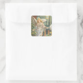 Oud Kerstmis, Victoriaanse Engel met Boom Vierkante Sticker (Tas)