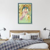 Oud Kerstmis, Victoriaanse engel met cherubijn Canvas Afdruk (Insitu (Slaapkamer))