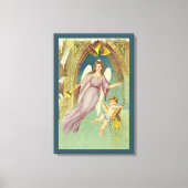 Oud Kerstmis, Victoriaanse engel met cherubijn Canvas Afdruk (Voorkant)