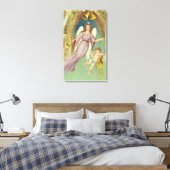 Oud Kerstmis, Victoriaanse engel met cherubijn Canvas Afdruk (Insitu (Slaapkamer))