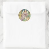 Oud Kerstmis, Victoriaanse engel met cherubijn Ronde Sticker (Tas)