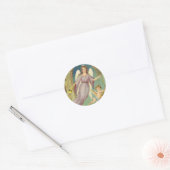 Oud Kerstmis, Victoriaanse engel met cherubijn Ronde Sticker (Envelop)
