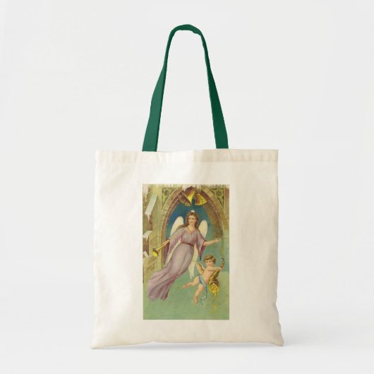 Oud Kerstmis, Victoriaanse engel met cherubijn Tote Bag (Voorkant)