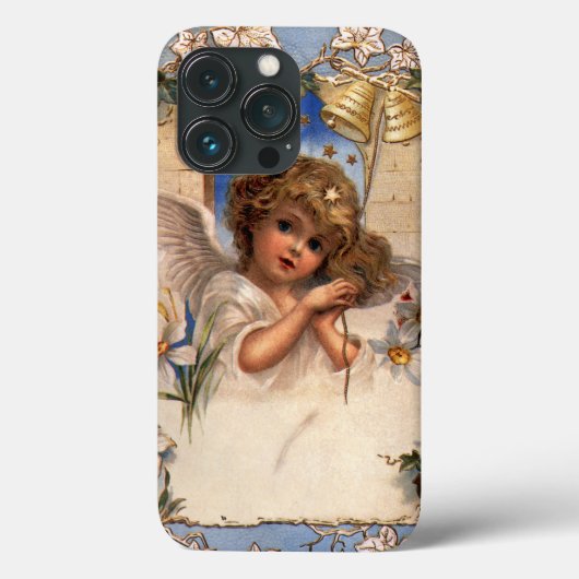 Oud Kerstmis, Victoriaanse engel met gouden bellen Case-Mate iPhone Case (Achterkant)