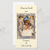 Oud Kerstmis, Victoriaanse engel met gouden bellen Feestdagenkaart (Voorkant / Achterkant)