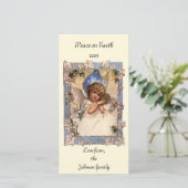 Oud Kerstmis, Victoriaanse engel met gouden bellen Feestdagenkaart (Staand voorkant)