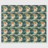 Oud Kerstmis, Victoriaanse engel met gouden sterre Cadeaupapier (Vlak)