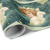 Oud Kerstmis, Victoriaanse engel met gouden sterre Cadeaupapier (Rol Hoek)