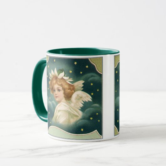 Oud Kerstmis, Victoriaanse engel met gouden sterre Mok (Voorkant links)