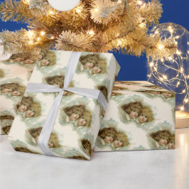 Oud Kerstmis, Victoriaanse engelen in de wolken Cadeaupapier