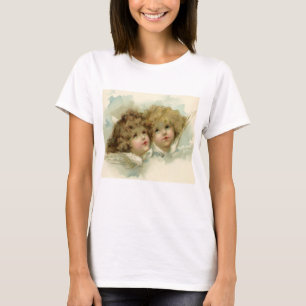 Oud Kerstmis, Victoriaanse engelen in de wolken T-shirt