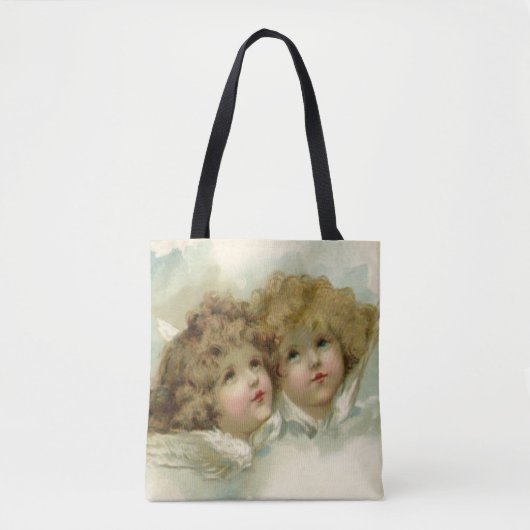 Oud Kerstmis, Victoriaanse engelen in de wolken Tote Bag (Voorkant)