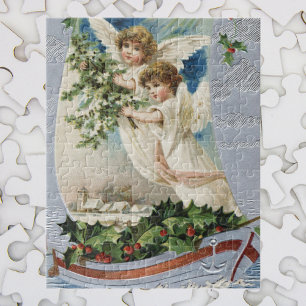 Oud Kerstmis, Victoriaanse engelen in een zeilboot Legpuzzel