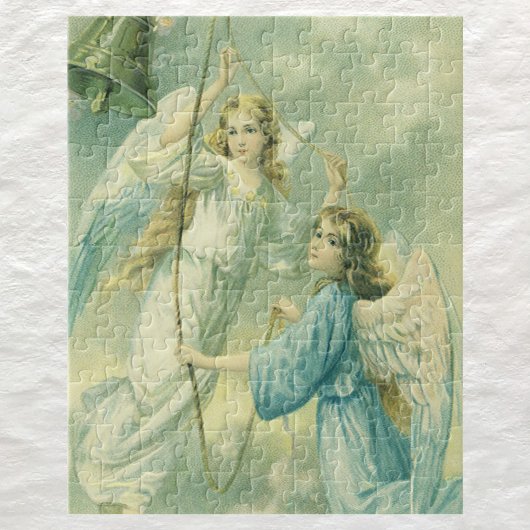 Oud Kerstmis, Victoriaanse engelen met een bel Legpuzzel