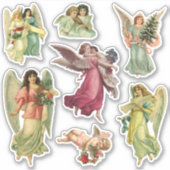 Oud Kerstmis, victoriaanse engelen Sticker (Voorkant)