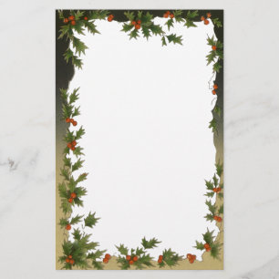 Oud Kerstmis, Victoriaanse Hulstblaadjes Bessen Briefpapier