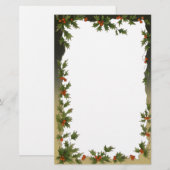 Oud Kerstmis, Victoriaanse Hulstblaadjes Bessen Briefpapier (Voorkant / Achterkant)