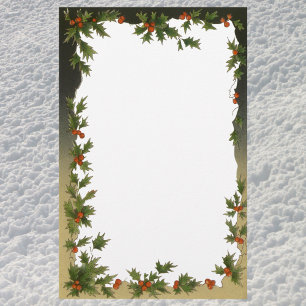 Oud Kerstmis, Victoriaanse Hulstblaadjes Bessen Briefpapier