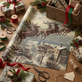 Oud Kerstmis, Victoriaanse Kerstman in slee Cadeaupapier