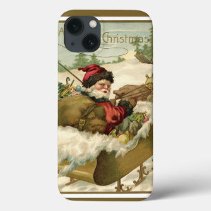 Oud Kerstmis, Victoriaanse Kerstman in slee iPhone 13 Hoesje