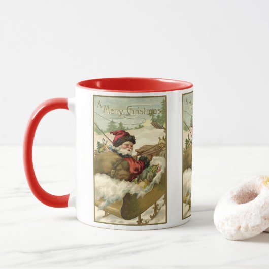 Oud Kerstmis, Victoriaanse Kerstman in slee Mok (Met donut)
