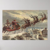 Oud Kerstmis, Victoriaanse Kerstman in slee Poster (Voorkant)