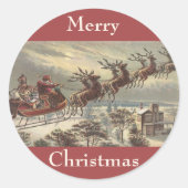Oud Kerstmis, Victoriaanse Kerstman in slee Ronde Sticker (Voorkant)