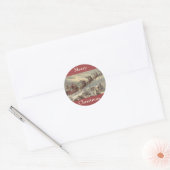Oud Kerstmis, Victoriaanse Kerstman in slee Ronde Sticker (Envelop)