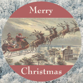 Oud Kerstmis, Victoriaanse Kerstman in slee Ronde Sticker
