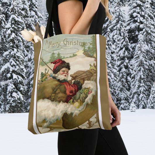 Oud Kerstmis, Victoriaanse Kerstman in slee Tote Bag