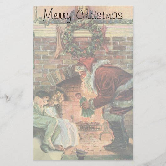 Oud Kerstmis, Victoriaanse Kerstman Kinderen Briefpapier (Voorkant)
