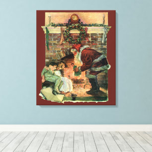Oud Kerstmis, Victoriaanse Kerstman Kinderen Canvas Afdruk