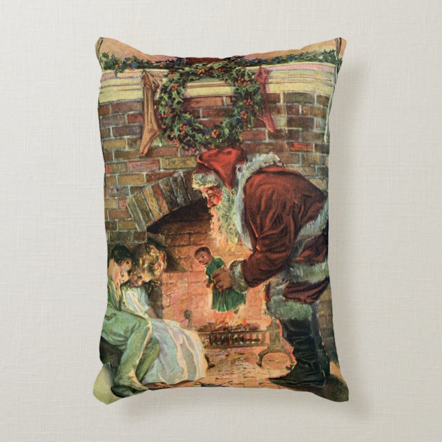 Oud Kerstmis, Victoriaanse Kerstman Kinderen Decoratief Kussen (Voorkant(Verticaal))