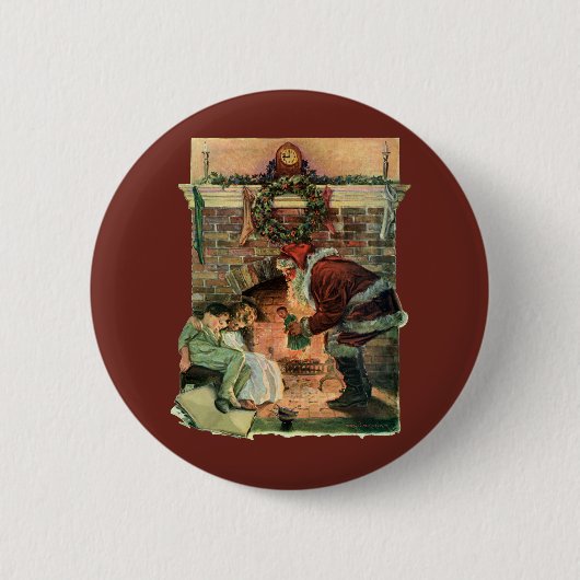 Oud Kerstmis, Victoriaanse Kerstman Kinderen Ronde Button 5,7 Cm (Voorkant)