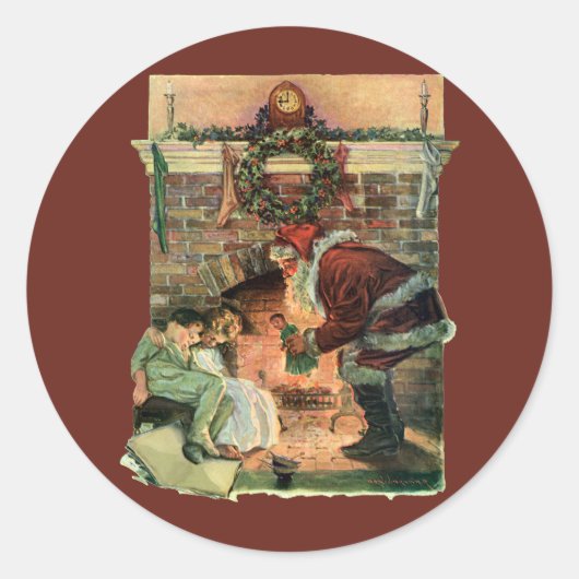 Oud Kerstmis, Victoriaanse Kerstman Kinderen Ronde Sticker (Voorkant)