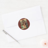 Oud Kerstmis, Victoriaanse Kerstman Kinderen Ronde Sticker (Envelop)
