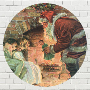 Oud Kerstmis, Victoriaanse Kerstman Kinderen Ronde Sticker