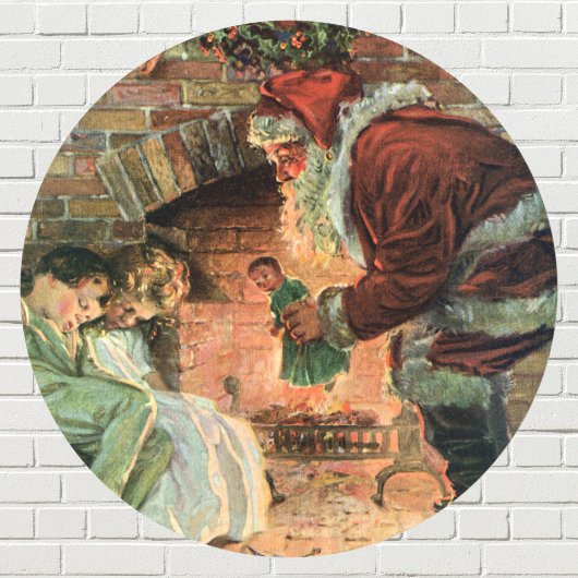 Oud Kerstmis, Victoriaanse Kerstman Kinderen Ronde Sticker