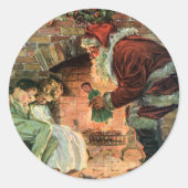 Oud Kerstmis, Victoriaanse Kerstman Kinderen Ronde Sticker (Voorkant)
