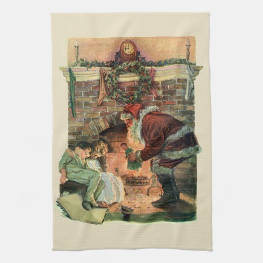 Oud Kerstmis, Victoriaanse Kerstman Kinderen Theedoek (Verticaal)