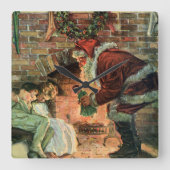 Oud Kerstmis, Victoriaanse Kerstman Kinderen Vierkante Klok (Voorkant)