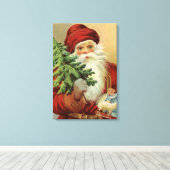 Oud Kerstmis, Victoriaanse Kerstman met Boom Canvas Afdruk (Insitu (Houten vloer))