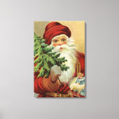 Oud Kerstmis, Victoriaanse Kerstman met Boom Canvas Afdruk (Voorkant)