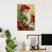 Oud Kerstmis, Victoriaanse Kerstman met Boom Poster (Thuiskantoor)