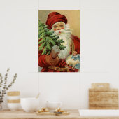 Oud Kerstmis, Victoriaanse Kerstman met Boom Poster (Keuken)