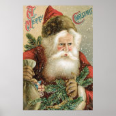 Oud Kerstmis, Victoriaanse Kerstman met dennenboom Poster (Voorkant)